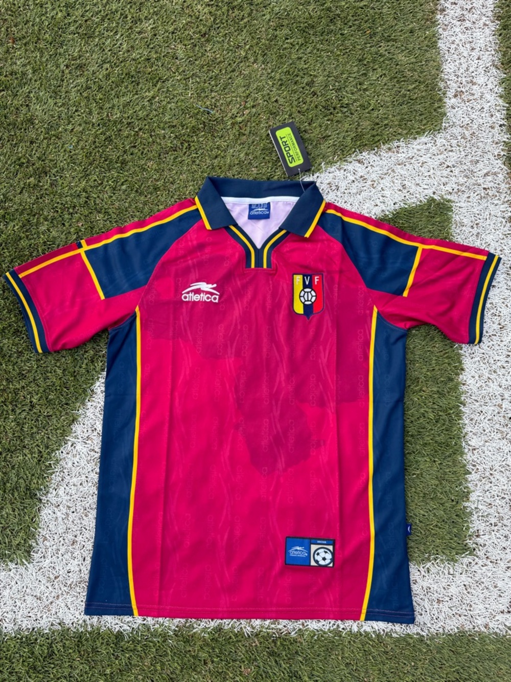 Atletica Venezuela  retro Red & Navy Soccer Jersey